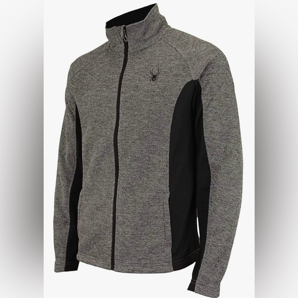 Spyder Men's Heather Gray and Black Performance Full Zip Jacket Size Large